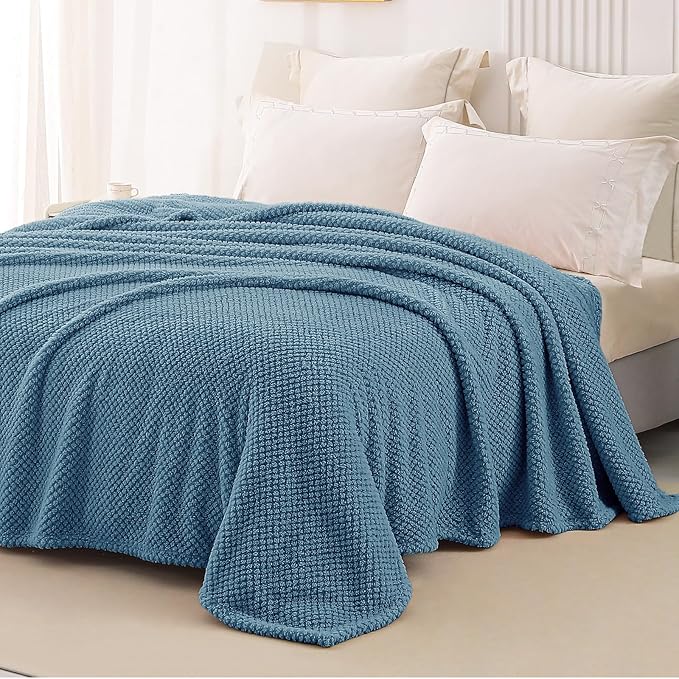 Whale Flotilla Soft Fleece Twin Size Bed Blanket, Slate Blue | 60x80 Inch, Suitable for Bed, Fluffy Fuzzy Jacquard Blankets for All Season, Lightweight and Cozy