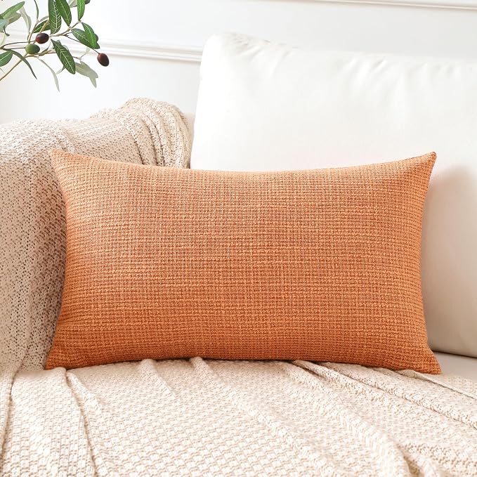 OTOSTAR Linen Throw Pillow Cover Set of 1 Decorative Lumbar Pillowcases Cushion Covers 12x20 Inch for Home Decor Sofa Bedroom Car 30 x 50CM Coral