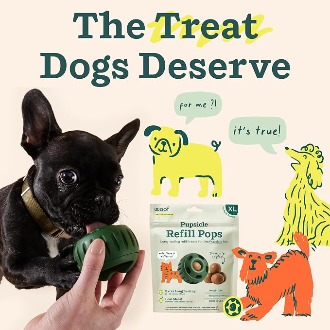 WOOF Pupsicle Chicken Refill Pops Dog Treats, XL, 5 Count, 2 Pack | For extra-large Pupsicles, 10 total treats, chicken flavor, long-lasting treats, pre-made wholesome ingredients, shelf stable
