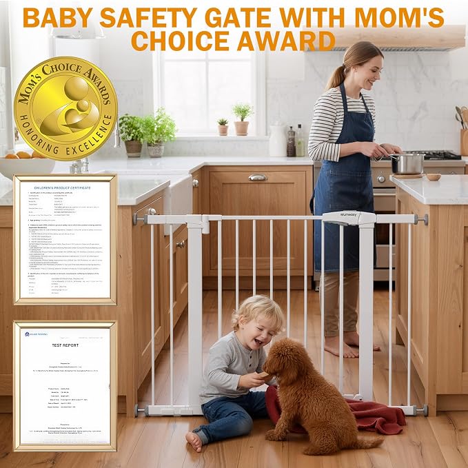 Mumeasy 29.7-43" Baby Gate for Stairs & Doorways, Pressure Mounted Dog Gate