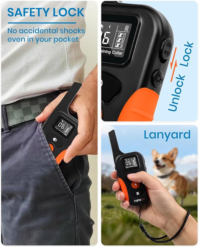 2-in-1 Dog Bark Collar with Remote - 3300FT Auto Anti-Bark, 5 Sensitivity & 9 Beeps, IP67 Waterproof Training Shock Collar for Medium Large Dogs 40-150 lbs - Stop Barking, Jumping & Digging