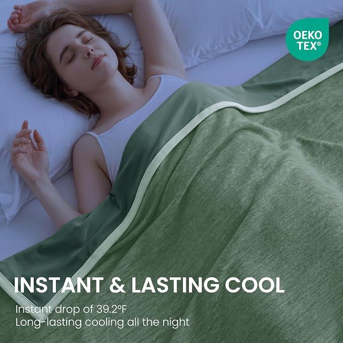 Cooling Blanket (90"x90"Queen Size) for Night Sweats Absorbs Heat to Keep Adults Cool on Warm Nights, Q-Max 0.5 Cooling Blankets for Hot Sleepers, Ultra-Cool Lightweight Blanket for Bed | Absorbs Heat Cold Summer Blanket for Night Sweats & Menopause Q-...