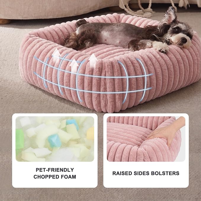 FURTIME Medium Dog Beds for Medium Dogs Washable, Orthopedic Dog Bed, Rectangle Warming Soft Calming Sleeping Puppy Bed Durable Pet Bed with Anti-Slip Bottom