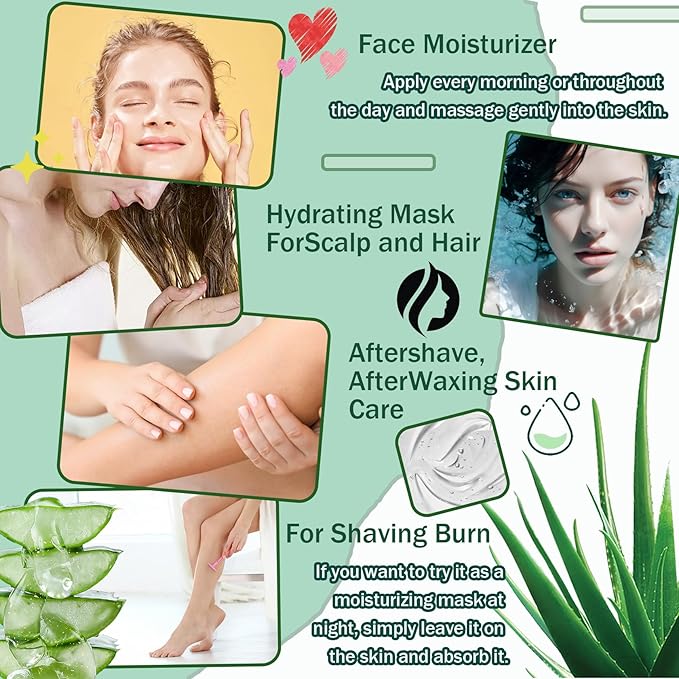 Moisturizing Gel for Face & Body,Non-sticky Gel After Sun Aloe Lotion Skin Care,Fast Absorbing Long Lasting Refreshing Hydrating Face Moisturizer for All Skin Types 03