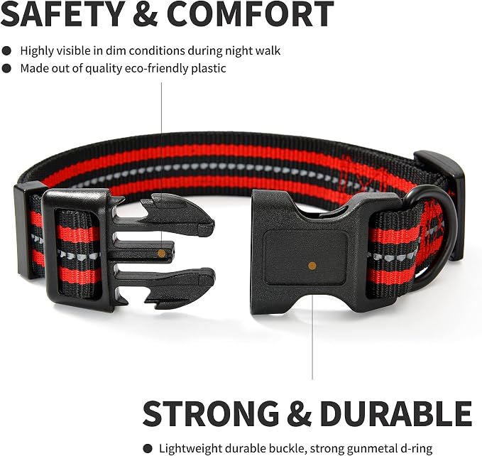 Mile High Life Reflective Dog Collar, Adjustable Lightweight Quick Release