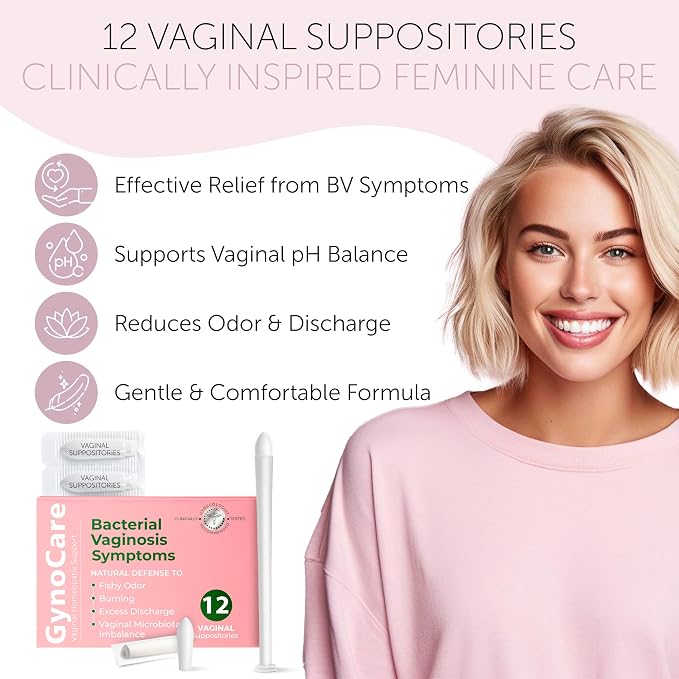 Bacterial Vaginosis Symptoms Relief For Women | Boric Acid Suppositories For Women | Natural Homeopathic for Odor, Itching, Discharge, BV, and Vaginal Microbiota Imbalance | 12 Vaginal Suppositories