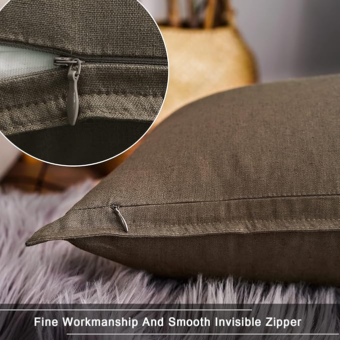 Jeanerlor 20"x20" Pillowcase Green Cousion Cover Decor Cotton Linen with Unique Design to Embellish Garden/Office/Chair/Bed/Couch,(50 x 50cm), Khaki