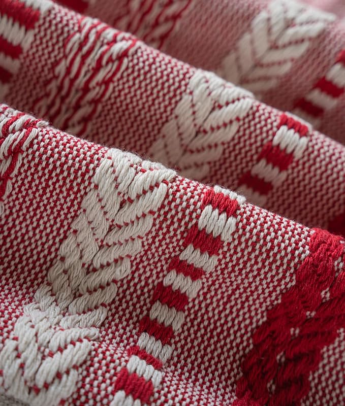 Cethom Christmas Lumbar Pillow Covers 14x36 Long, Farmhouse Boho Christmas Decoration Couch Pillow Cases, Red Accent Pillows of Bed, Sofa Bedroom Living Room Home Decor Cushion Cover, Pack of 1