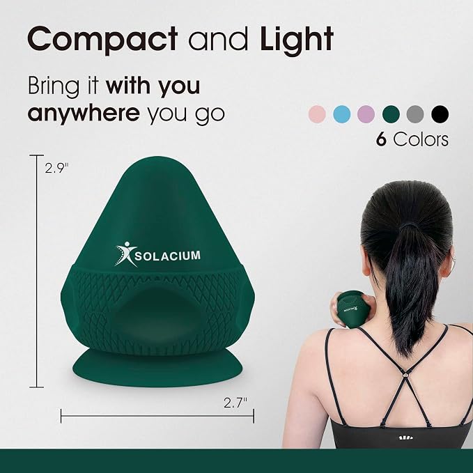 Solacium Mountable Massage Therapy Tool - Multi-Surface Suction Cup Wall Massage Tool for Sore Muscles, Myofascial Release, Stress Relief, Trigger Point and Deep Tissue Massage (Dark Green)