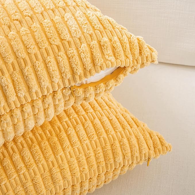 Fancy Homi 4 Packs Decorative Throw Pillow Covers for Living Room Couch Bed, Modern Farmhouse Boho Home Décor Accent Cushion Case, 16" x 16", Yellow Green Series
