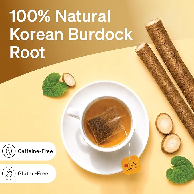 Damtuh Korean Burdock Root Tea – Herbal Wellness & Soothing Drink, Caffeine-Free – 40 Tea Bags (1.5g each)