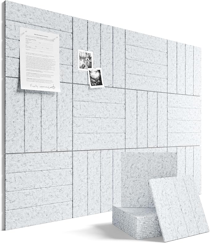 Fluxynara 48" x 36" Large Felt Bulletin Board, Light Gray | 12 Pack Cork Board Alternative with 60 Safe Adhesive Tabs, Pin Boards for Wall Decor, Home, Office, Classroom,Dorm