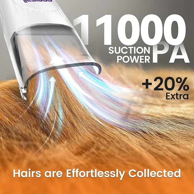 oneisall Dog Grooming Vacuum with Clipper & Nail Grinder&Trimmer | 7 Pet Grooming Tools, Deshedding Brush, Removes Shedding Hair, Pet Home Cleaning,1.5L Dust Cup, Purple Available