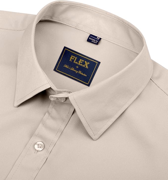 J.VER Men's Dress Shirts Solid Long Sleeve Stretch Wrinkle-Free Formal Shirt Business Casual Button Down Shirts