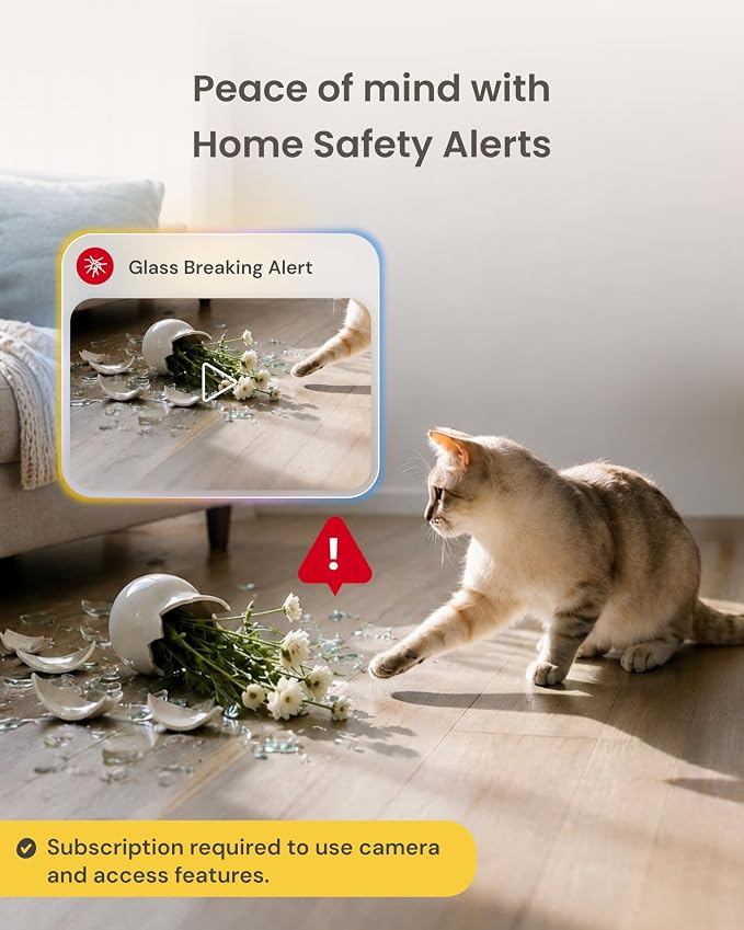 Furbo 360° Cat Camera [Paid Plan Required to Activate] | Stay connected with AI Cat & Home Safety Alerts, Auto-Tracking, Video History & 2-Way Audio. Plan Req. (3mo min)