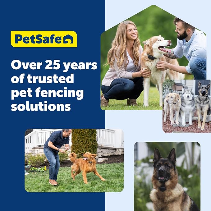 PetSafe Stubborn Dog In-Ground Fence with Extra 9V Battery, Up to 1/3 Acre | Includes 500 Ft Wire, Extra 9V Battery, Expandable to 25 Acres, Tone, Vibration, 4 Static Levels, Dogs 8 lb+, Neck 6-28 in