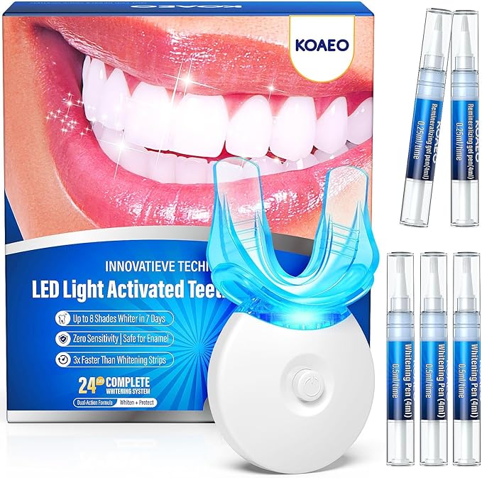 Teeth Whitening Kit – 3 Teeth Whitening Pens + 2 Desensitizing Pens – LED Light – 35% Carbamide Peroxide – Safe & Dentist-Recommended – Fast 7-Day Visible Whitening + Remineralizing Care(Orange)