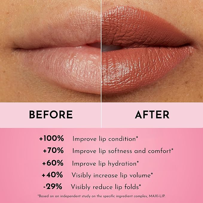 Lawless Women's Forget the Filler Lip-Plumping Line-Smoothing Satin Cream Lipstick, Cookie, Red, 0.1 Ounce