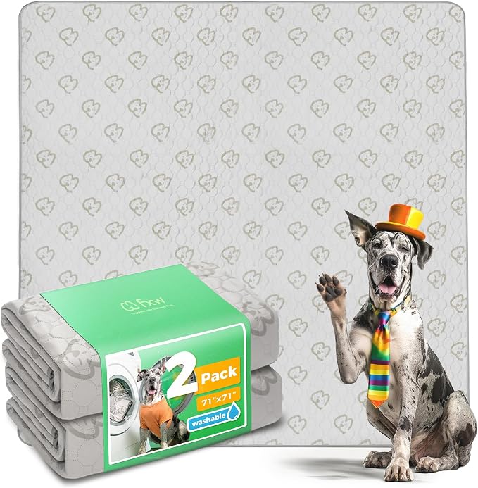 FXW Washable Pee Pads for Dogs, Super Absorbent, 71" Square, 2 Packs | Machine washable, Non-slip backing, Fits 32"/40"/45"H 8-Panel FXW Rollick/Homeplus Playpens