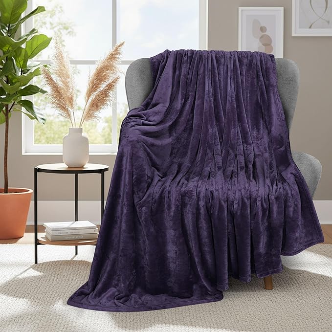 Utopia Bedding Ultra Soft Fleece Bed Blanket Throw Size Purple (50x60 Inch) | Microfiber Plush Warm Lightweight Breathable Cozy Blanket Anti-Static, All Season Use, Gift for Women and Men