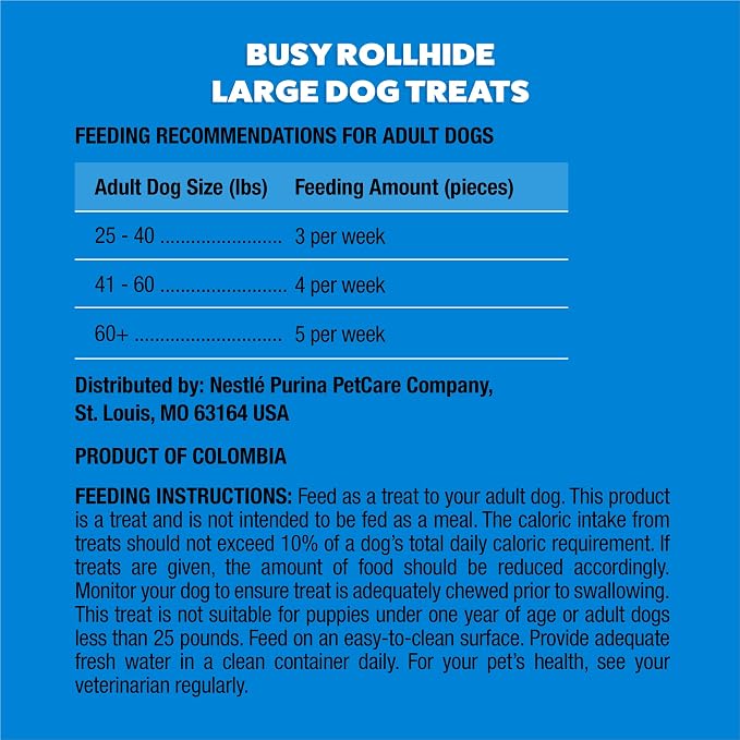 Purina Busy Rawhide Small/Medium Breed Dog Bones, Rollhide | Basted beefhide exterior with a savory middle and no artificial colors or flavors, long lasting chew that helps clean teeth