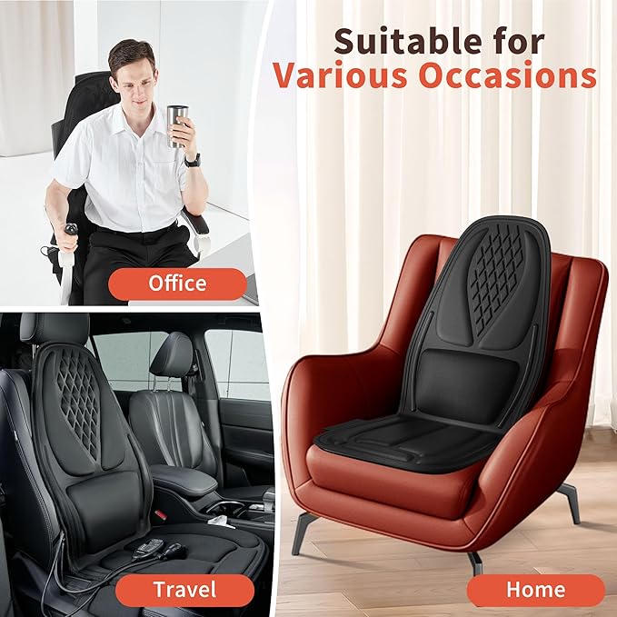 Back Massager for Chair with 8 Motors, Massage Chair Pad, Seat Massager with Lumbar Support,Heating Pad for Home/Office/Wife/Husband/Christmas