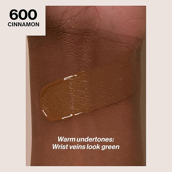 Revlon Liquid Foundation, ColorStay Face Makeup for Normal & Dry Skin, SPF 20, Longwear Medium-Full Coverage with Natural Finish, 600 Cinnamon, 1 Fl Oz