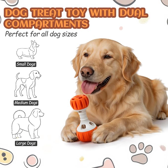 ALL FOR PAWS Dog Frozen Treat Toy, Interactive Slow Feeder Enrichment Toy for Dog, Dumbbell Treat Ball with Food-Grade Silicone Tray, DIY Frozen Puzzle Toy for Small to Large Dogs