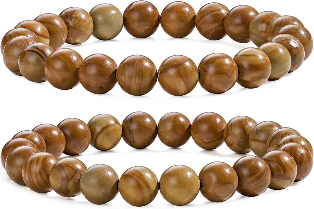 Bivei Natural Gemstone Semi Precious Healing Crystals Handmade Stretchy Round Beads Bracelet,Stocking Stuffers for Women Enhance Positive Energy