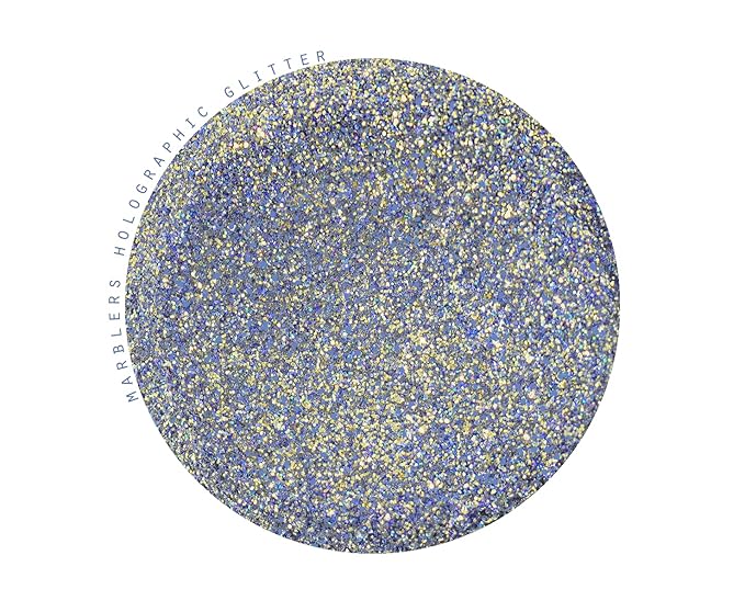 MARBLERS Holographic Face & Body Glitter [Gold Splash Blue] 0.18oz (5g) | Fine | Non-Toxic | Cruelty-Free | Festival, Rave & Party Makeup | Eye, Hair, Nail Polish, Eyeshadow | Nail Art | Gel Nail