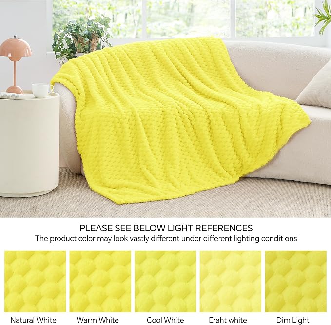 BEDELITE Amber Yellow Throw Blanket for Couch, Soft Cozy Gifts for Women | 3D Jacquard Decorative Fleece Blanket, Super Soft Plush Throws, Cute Birthday Gift for Women, Suitable for All Seasons, 50*60