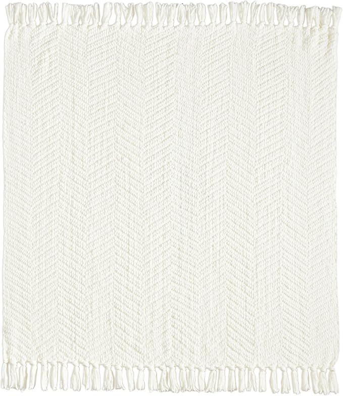 CREVENT 50"X60" Farmhouse Breathable Soft Chenille Knitted Textured Throw Blanket for Couch Chair Bed, Boho Home Decor for Living Room (Ivory)