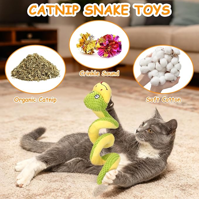 Retro Shaw 11"Snake Cat Toys Catnip Interactive Toy for Indoor Cats Kittens