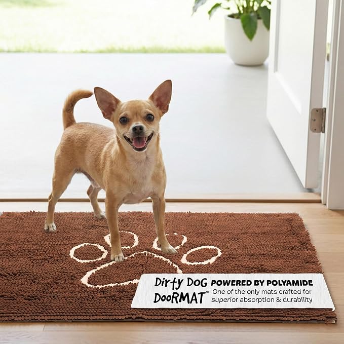 Dog Gone Smart Dirty Dog Doormat - Fast Drying Rug with Super Gripper Backing for Clean Floors - Super Absorbent and Machine Washable Mat for Muddy Paws - Almond | Super Gripper Backing for Clean Floors - Absorbent Microfiber and Machine Washable Mat f...