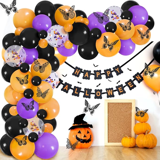SAOROPEB 3D Butterfly Wall Decor 48 Pcs Black Butterfly Decoration Sticker | 4 Styles 3 Sizes Butterfly Birthday Decorations Butterfly Party Decorations Cake Decorations, Removable Stickers