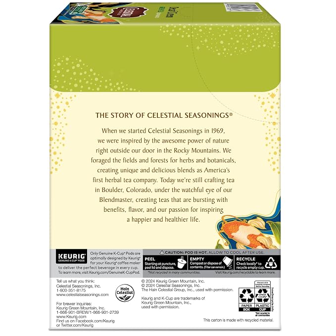 Celestial Seasonings Decaf Green Tea, Single-Serve Keurig K-Cup Pods, 96 Count