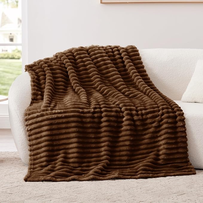 EXQ Home Gentle Soft Fleece Throw Blanket – Cozy Lightweight Blanket for Couch Bed – All-Season Warm Fuzzy Flannel Blanket for Women Mom Her – Gifts for Birthday(60"x80",Brown)