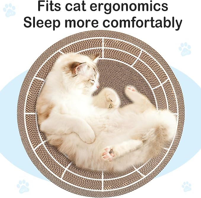 Cat Scratcher Bed 17.7x17.7” Large Cardboard Cat Scratcher Bowl | For Large Cats, Round Cat Scratching Bed for Indoor Cats, Cardboard Cat Bed with Catnip, No Assembly, Abrasion Resistant