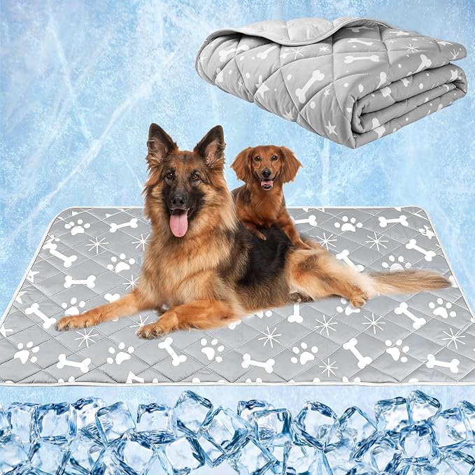 wegreeco Pet Dog Cooling Mat for Cats, Lightweight Bed Outdoor Cooling Blanket for Dogs and Cats, Small Medium Large Puppy Cool Pad for Dogs, Small Bones Large