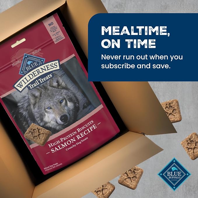 Blue Buffalo Wilderness Salmon Crunchy Dog Biscuits, Grain-Free, 24 oz | Real Salmon #1 Ingredient, High Protein Dog Treats, No Artificial Preservatives