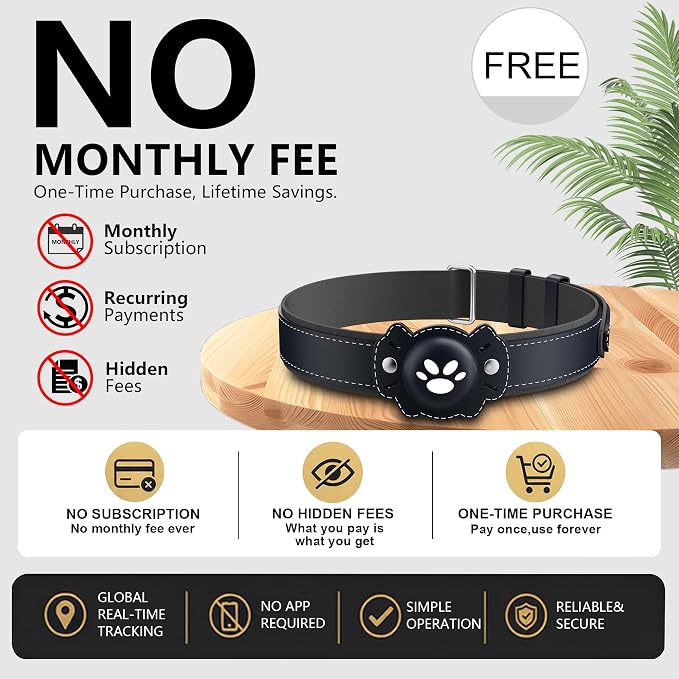 2-in-1 GPS Tracker for Cats: Smart Pet Collar with Real-Time Tracking,No Monthly Fee/Subscription (iOS & Android) Waterproof, Anti-Lost,365-Day Long Battery Life GPS Tracker Cat Collar (Blue)