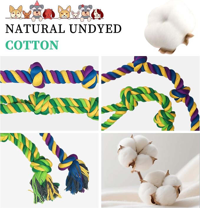 Dog Rope Toys for Large/Medium Aggressive Chewers, Tough Cotton Chew Toy, Tug of War Dog Pull Rope Teeth Cleaning (2 Pack-26.7Inch)