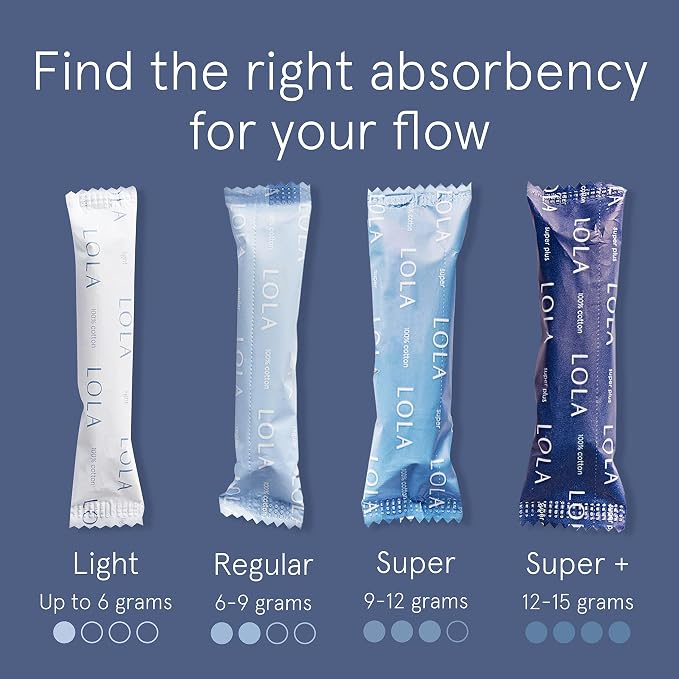 LOLA 100% Organic Cotton Tampons, 8 Count - Light Non-Toxic Tampons, Period Feminine Hygiene Products, HSA FSA Approved Products Feminine Care