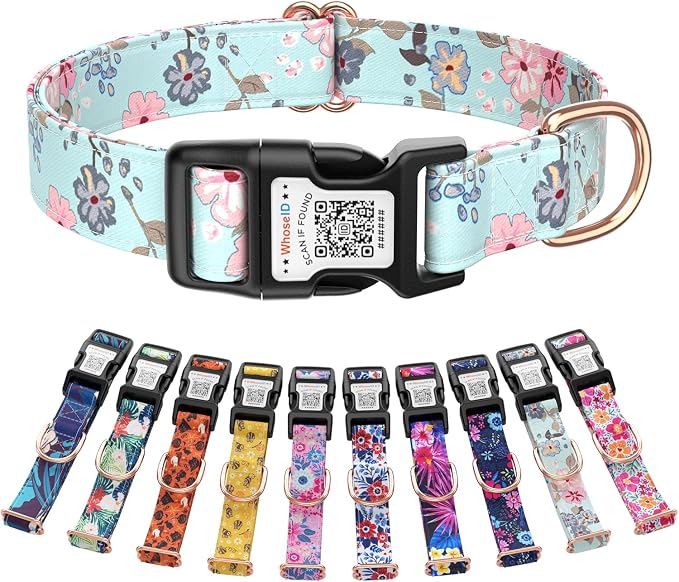 Dog Collar for Large Dogs with Smart QR Tags