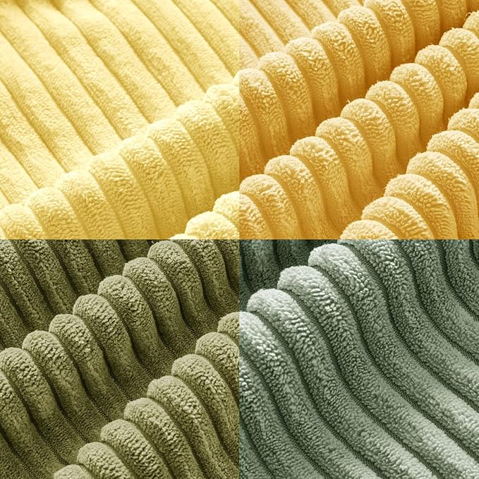 MIULEE Soft Corduroy Decorative Throw Pillow Covers Yellow Green 18x18 | Set of 4, Mordern Nordic Decor, Lime Lemon Green Set, Boho Farmhouse Cushion Covers for Couch Bed Sofa Living Room