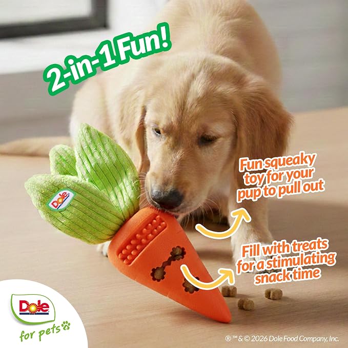 Dog Puzzle Toy with Crinkle Squeak Insert, Dog Enrichment Toys, Carrot Dog Treat Toy, Great Mental Stimulation for Dogs