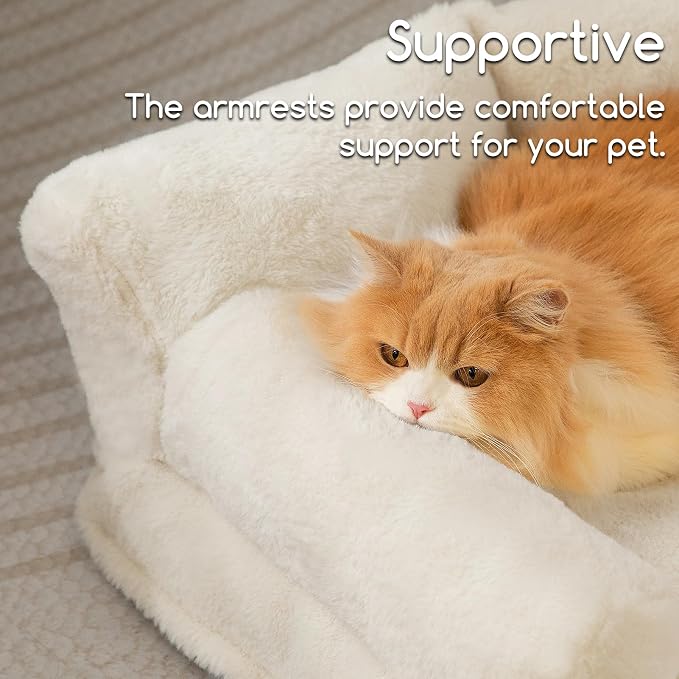 Hollypet Small Dog Large Cat Bed Puppy Couch Beds for Pets up to 25 lbs | Fluffy Dog Cat Couch Plush Soft Warming Pets Beds with Machine Washable Cover and Non-Slip Bottom