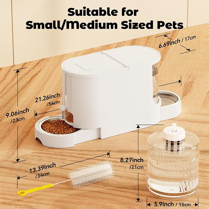 Automatic Cat Feeder 2-in-1 Set with Stainless Steel Bowls | Dog Feeding & Watering Supply with Stailess Steel Bowls Large Capacity Low Noise