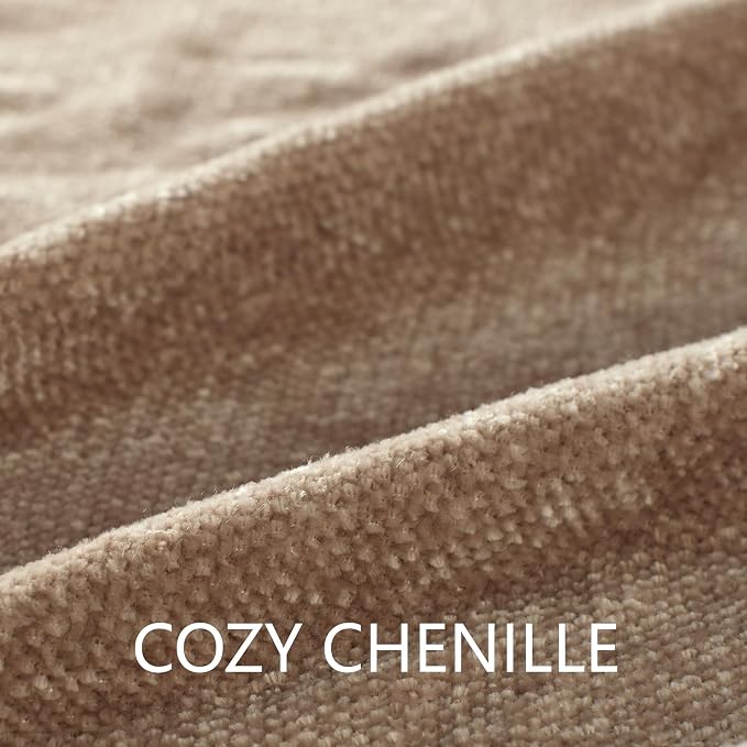 Chenille Throw Blanket for Couch 50" x 60", Taupe | Soft Cozy Warm Throws with Fringe Tassel, for Living Room Bed Sofa Chair Cover, Lightweight Knitted Decorative Boho Blankets