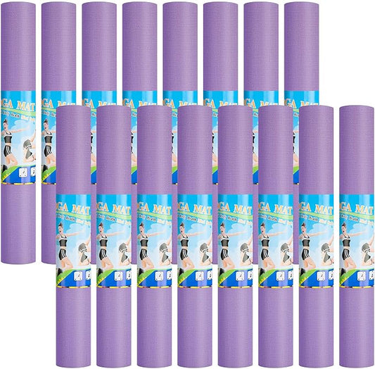 3 mm Thin Yoga Mats Bulk, Lightweight PVC Exercise Mats Non Slip Workout Fitness Pads for Yoga Pilates Stretching Classes Gym Home Studio, Easy to Clean